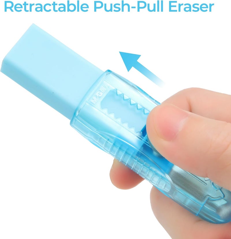 MG 6 Pack Sliding Retractable Rubber Erasers, Push-Pull Large Pencil Erasers with Transparent Plastic Sleeve, Soft Rubber Erasers for Office, Drafting, and Everyday Use - Image 5